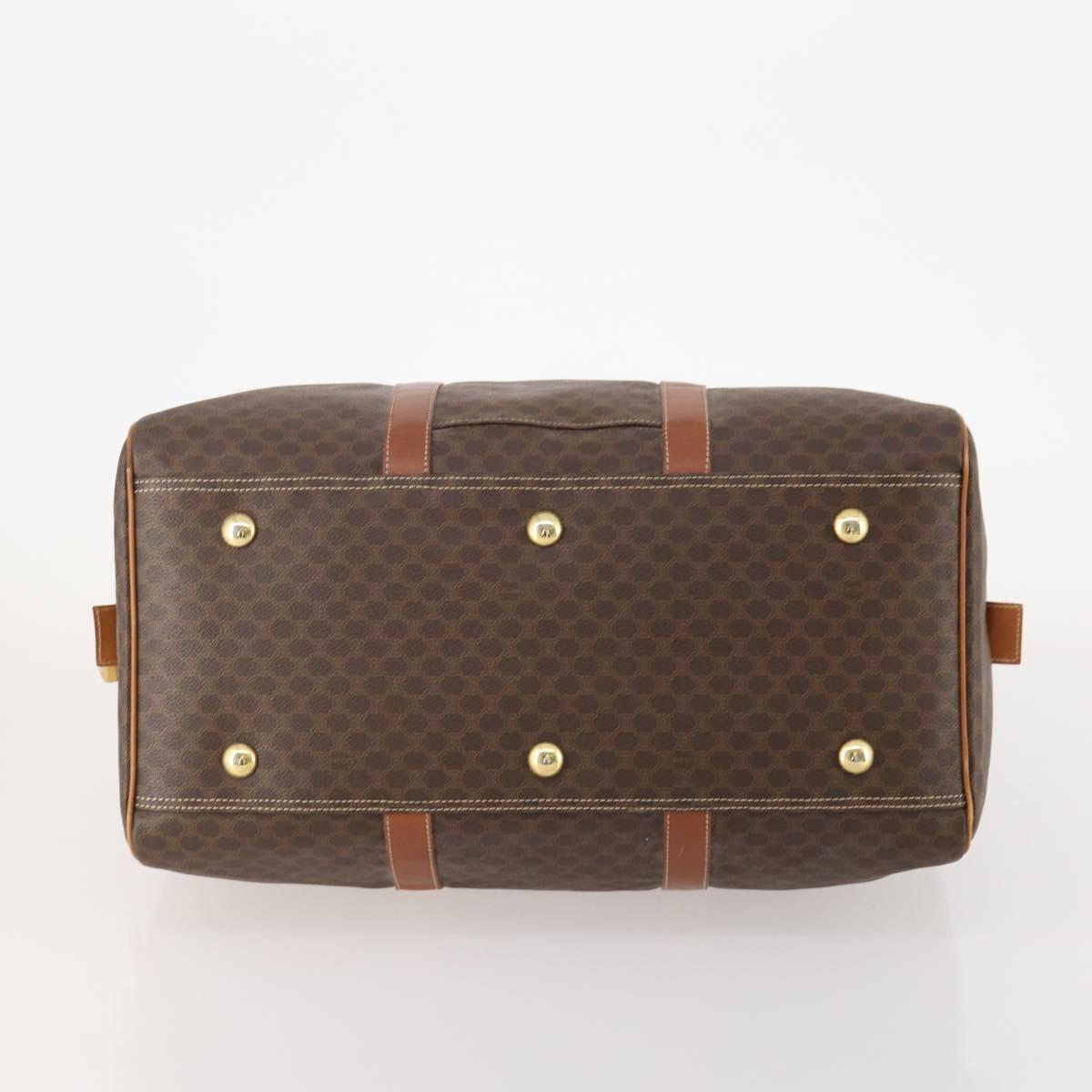 CELINE Macadam Canvas Boston Bag PVC Leather Brown Gold Auth 181642A