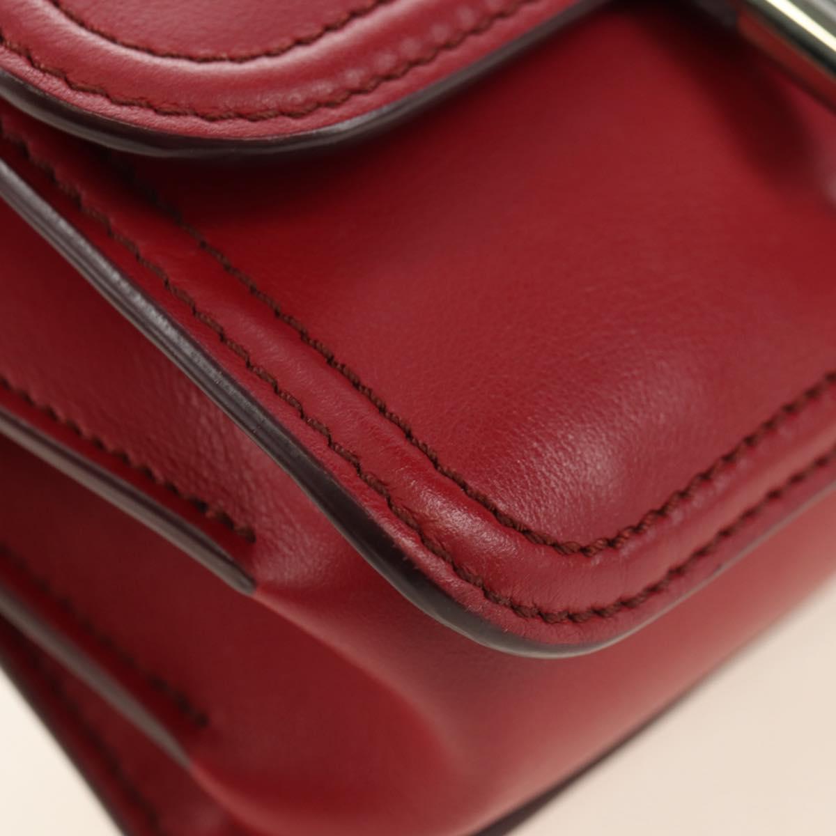 TOD’S Shoulder Bag Leather Red Silver Auth 181649V
