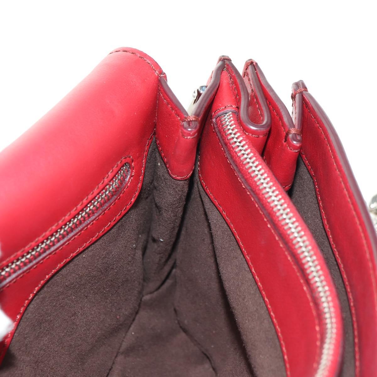 TOD’S Shoulder Bag Leather Red Silver Auth 181649V