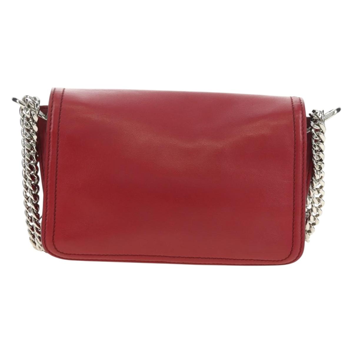 TOD’S Shoulder Bag Leather Red Silver Auth 181649V