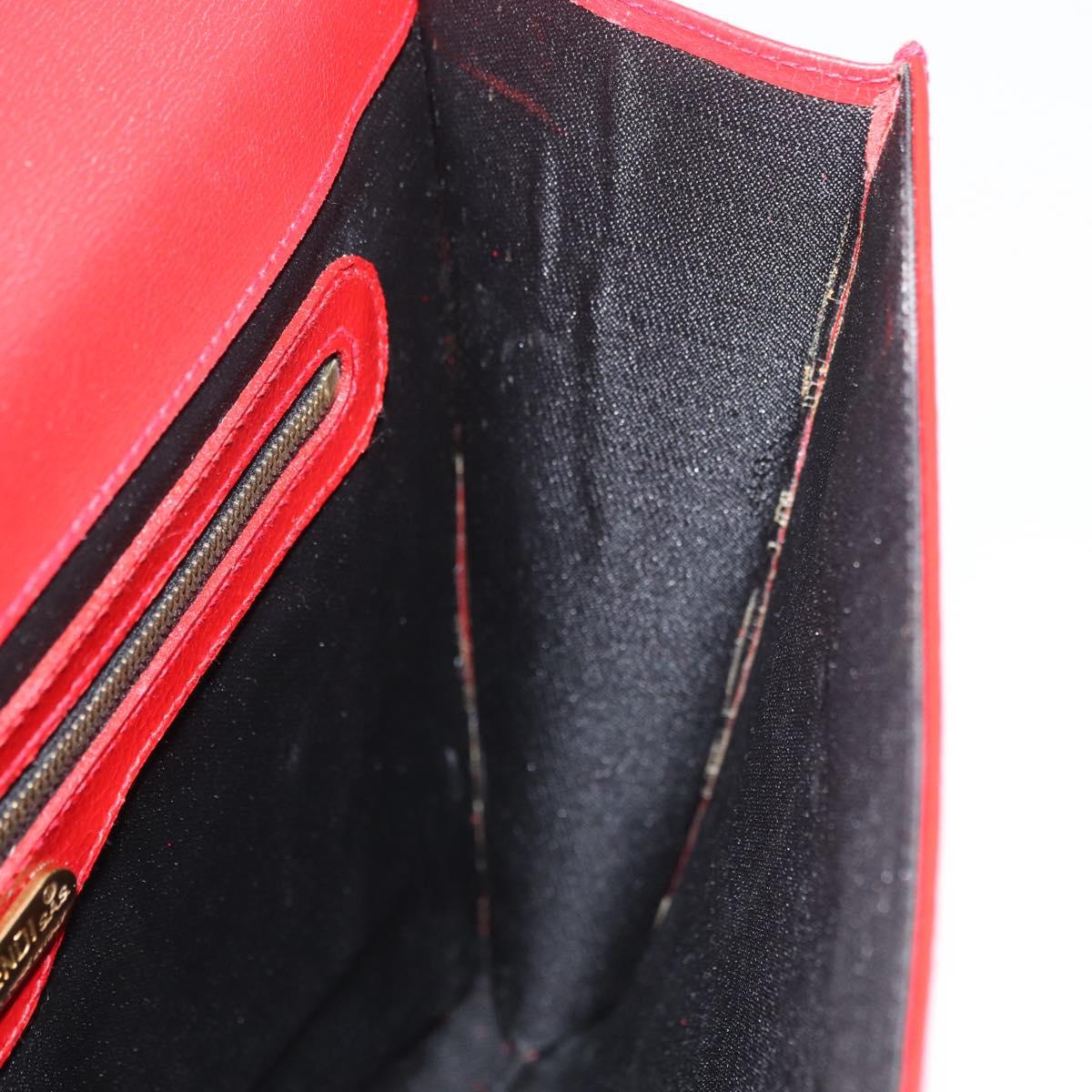 FENDI Backpack Leather 2way Red Gold Auth 181655A