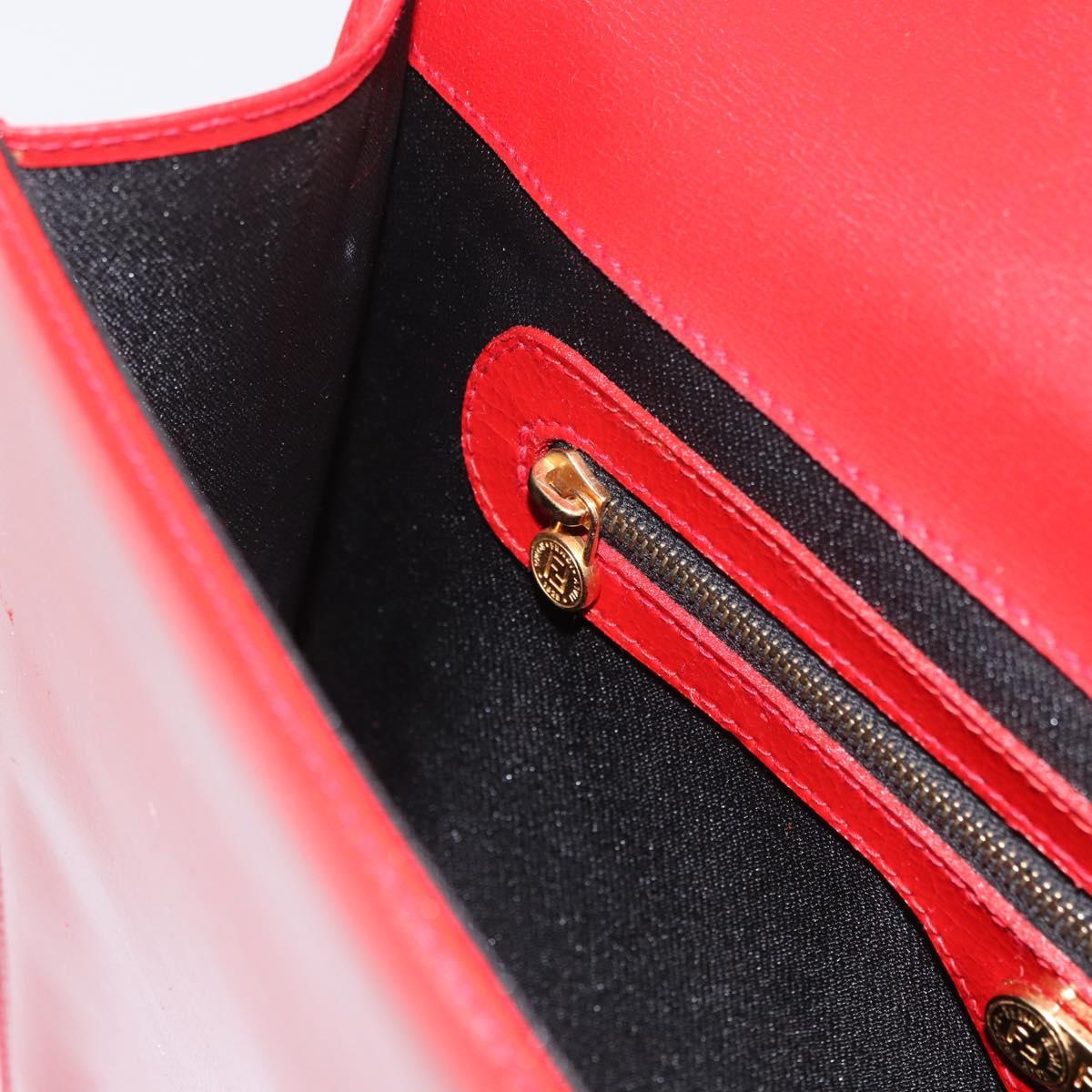 FENDI Backpack Leather 2way Red Gold Auth 181655A