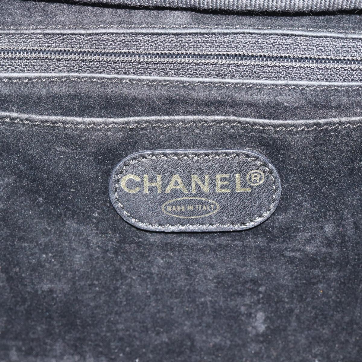 CHANEL COCO Mark Vanity Hand Bag Patent leather Black Gold CC Auth 181661