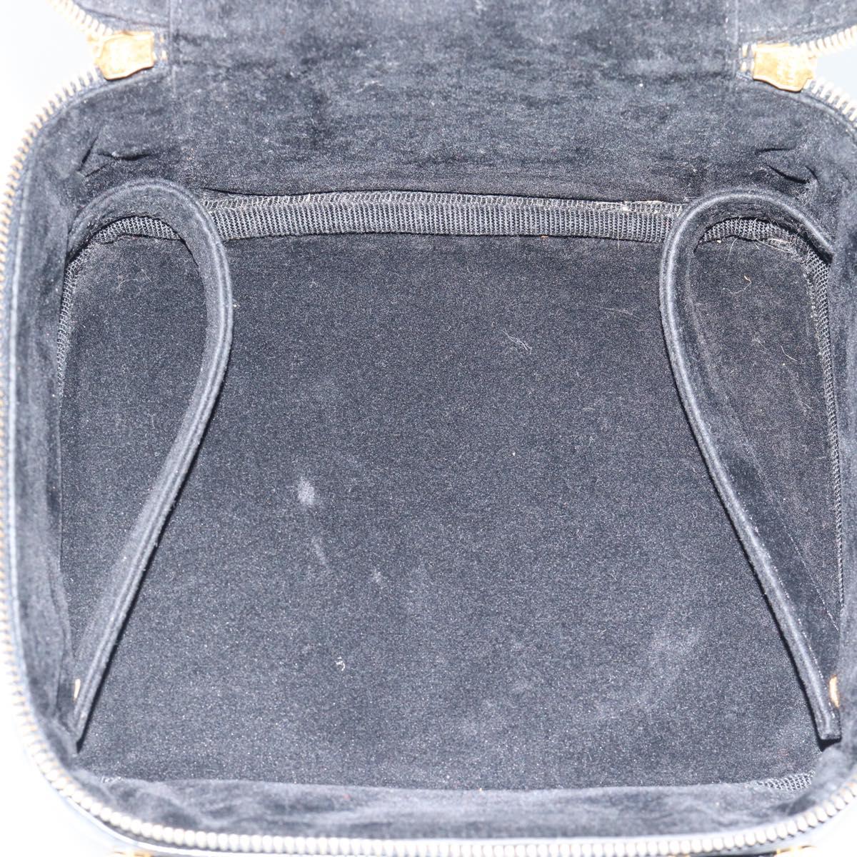 CHANEL COCO Mark Vanity Hand Bag Patent leather Black Gold CC Auth 181661