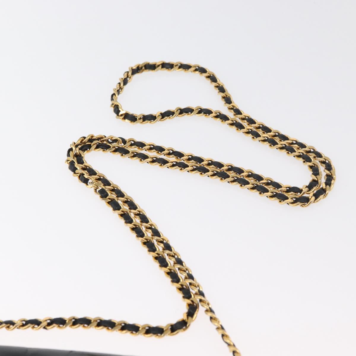 CHANEL COCO Mark Chain Shoulder Bag Patent leather Black Gold CC Auth 181676A