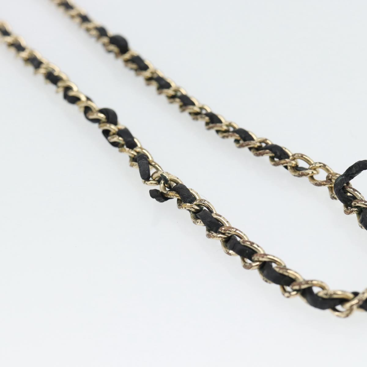 CHANEL Matelasse Chain Card Case Lamb Skin Black Gold CC Auth 181678A
