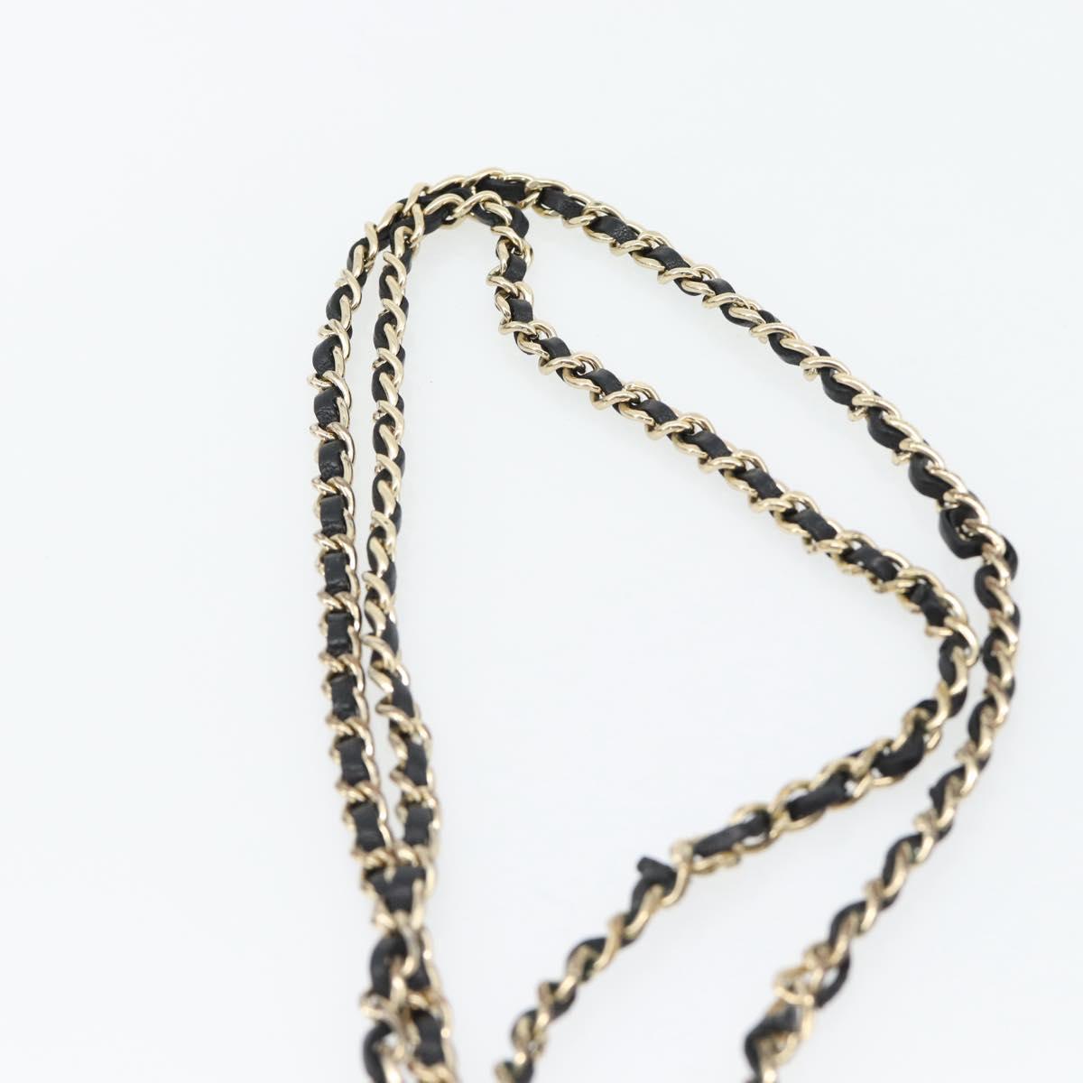 CHANEL Matelasse Chain Card Case Lamb Skin Black Gold CC Auth 181678A