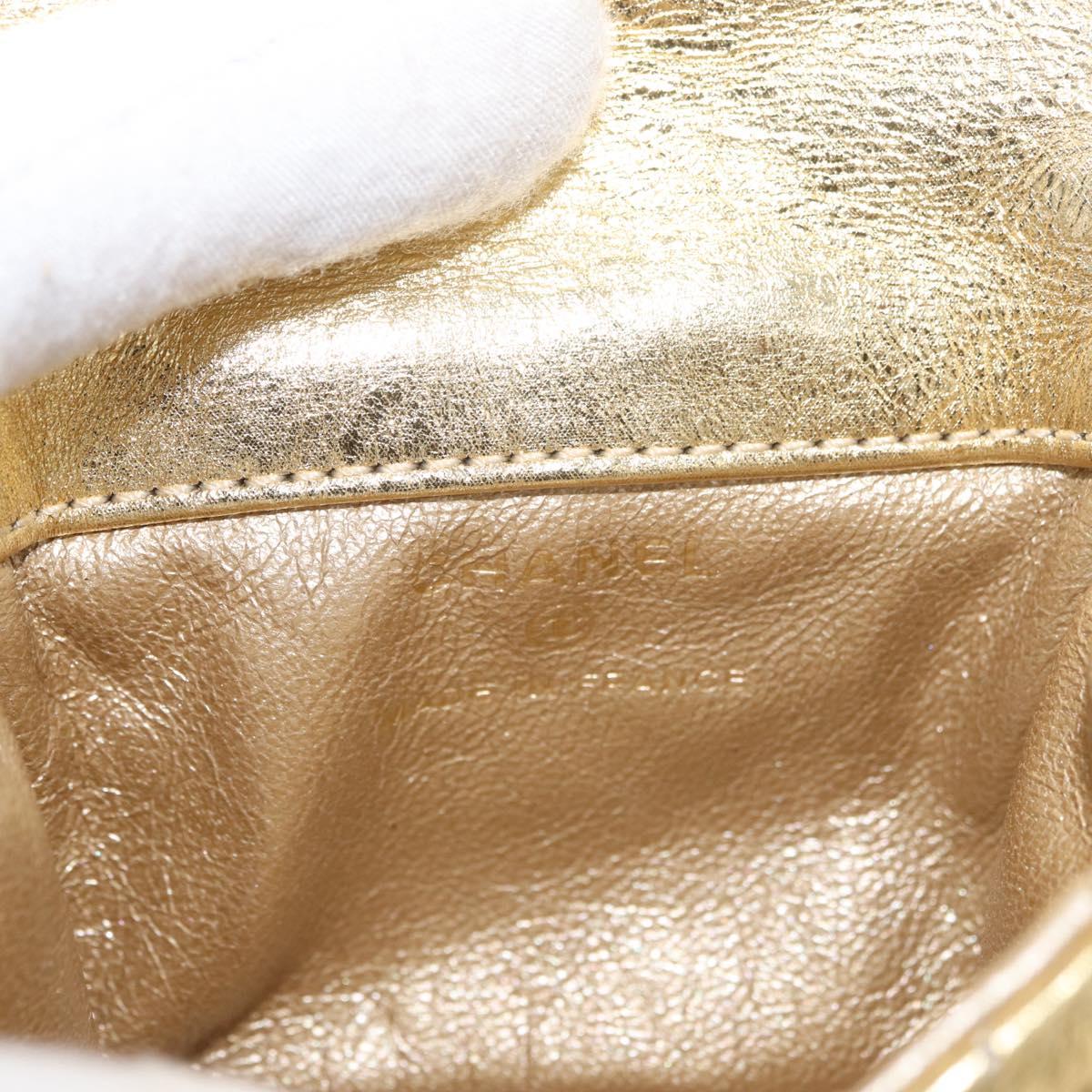 CHANEL Matelasse 2.55 Pouch Leather Gold CC Auth 181679SM