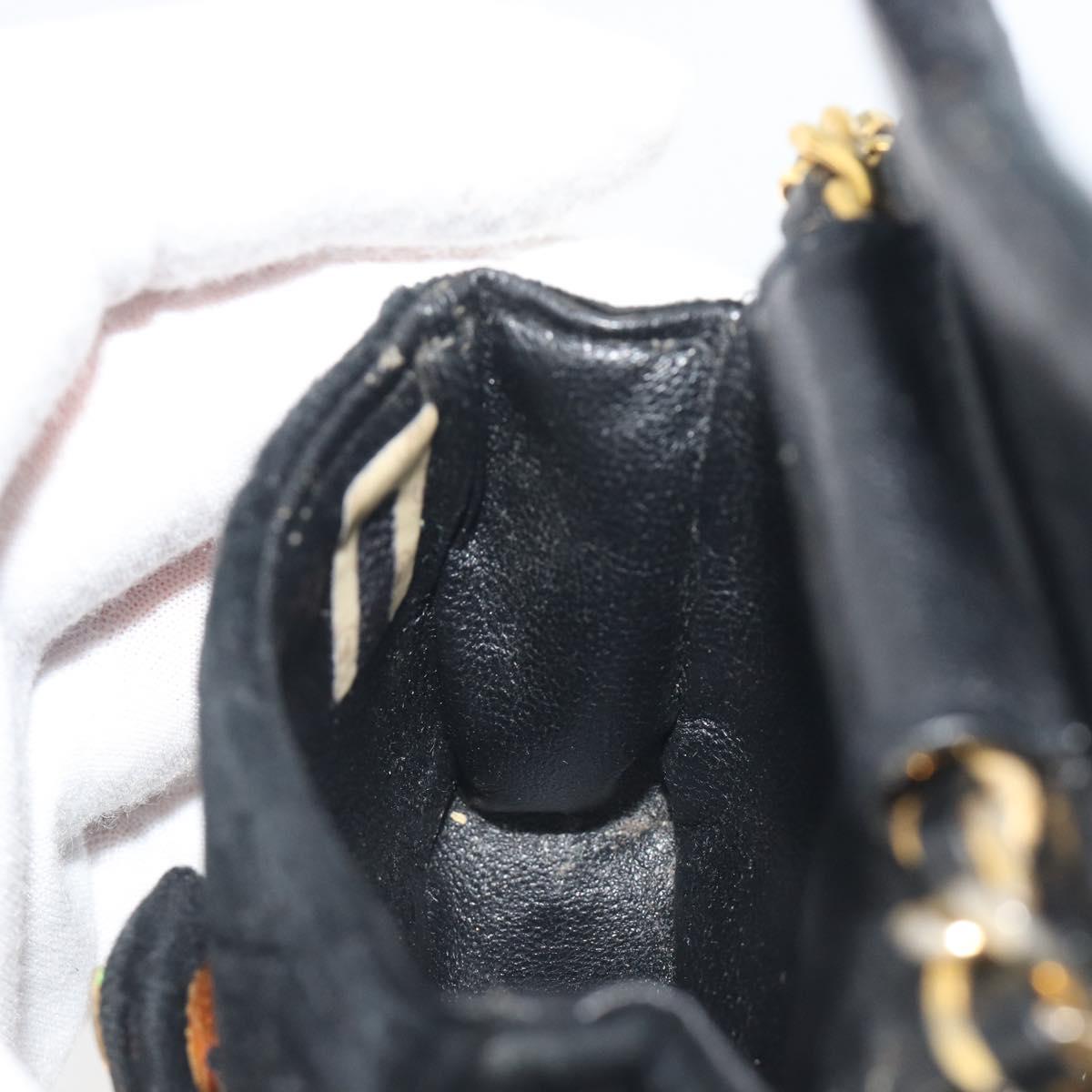 CHANEL Mini Matelasse Neck Pouch Velor Black Gold CC Auth 181680