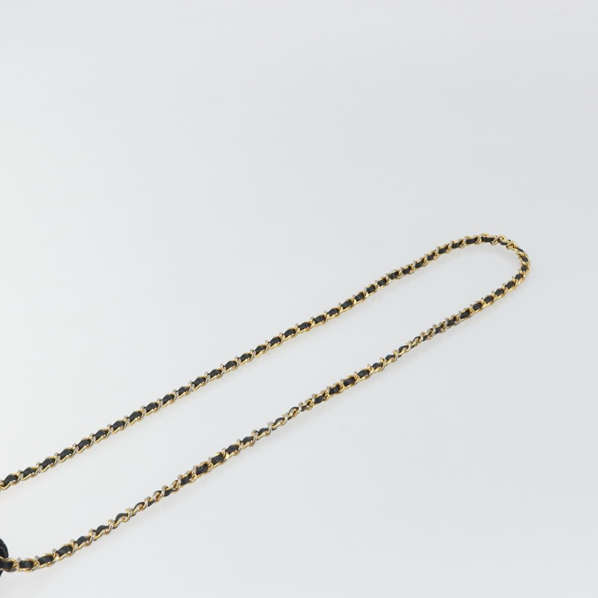 CHANEL Mini Matelasse Neck Pouch Velor Black Gold CC Auth 181680