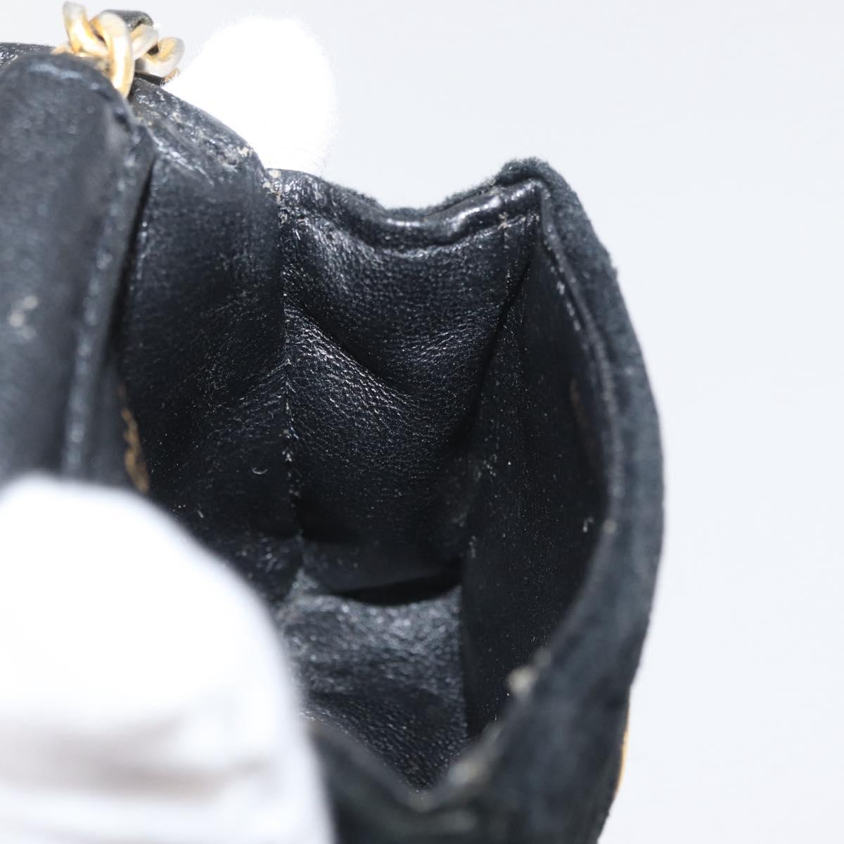 CHANEL Mini Matelasse Neck Pouch Velor Black Gold CC Auth 181680A