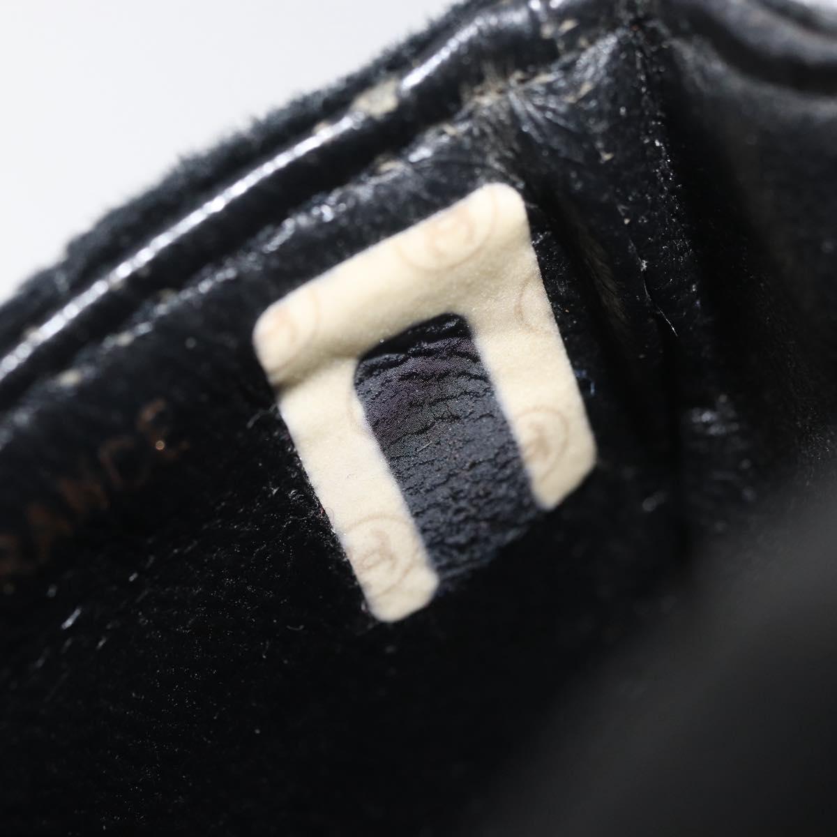 CHANEL Mini Matelasse Neck Pouch Velor Black Gold CC Auth 181680A