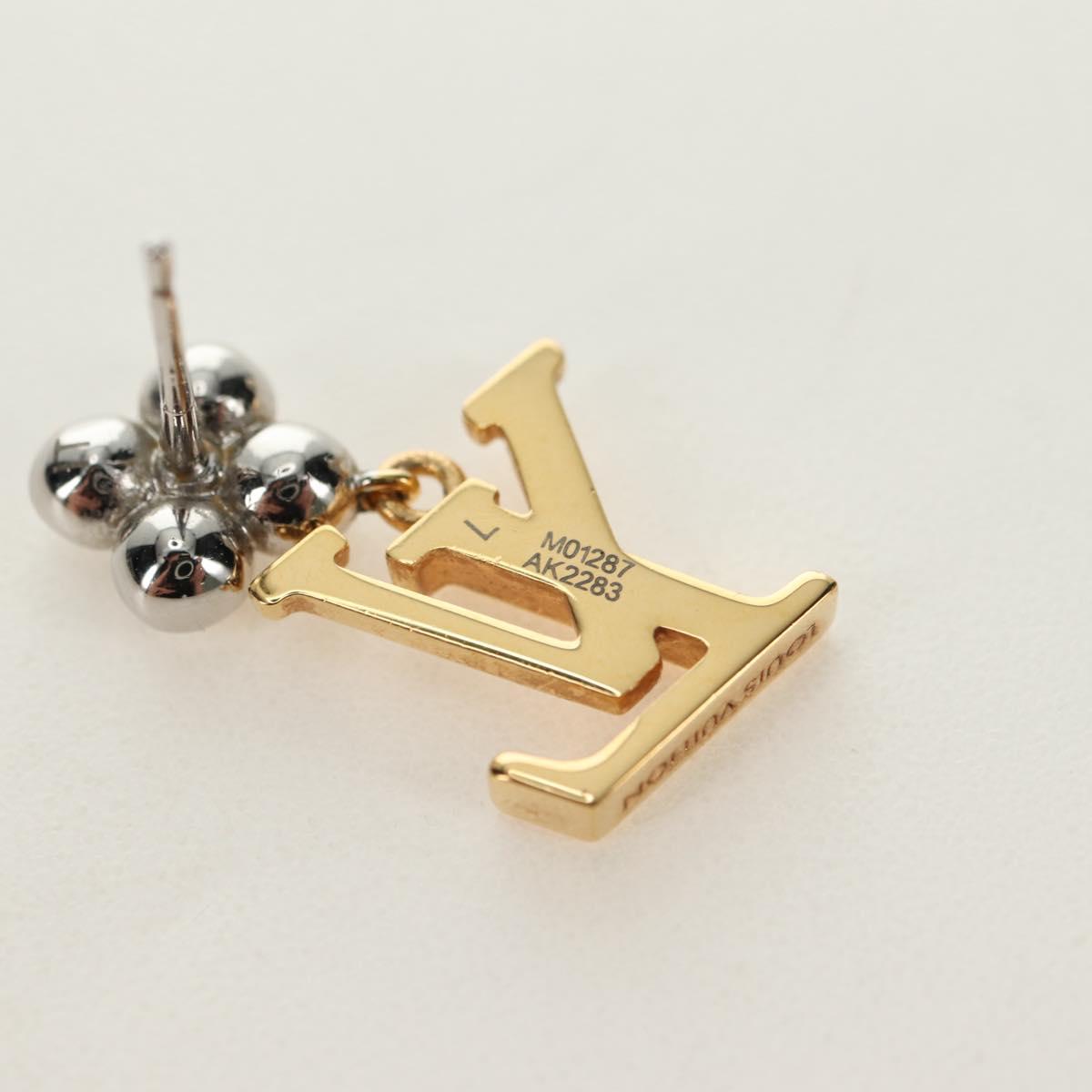 LOUIS VUITTON Pierce LV Iconic Flower Earring Gold Tone M01287 LV Auth 181684M