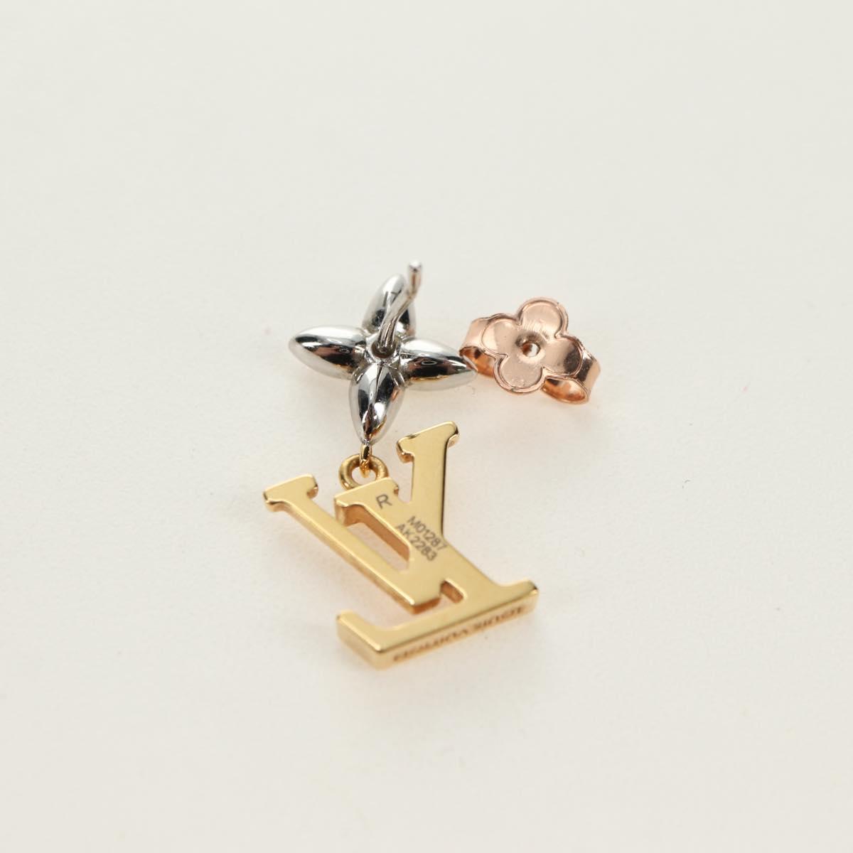 LOUIS VUITTON Pierce LV Iconic Flower Earring Gold Tone M01287 LV Auth 181684M