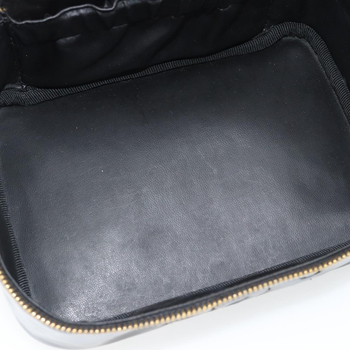 CHANEL COCO Mark Vanity Hand Bag Patent Leather Black Gold CC Auth 181704