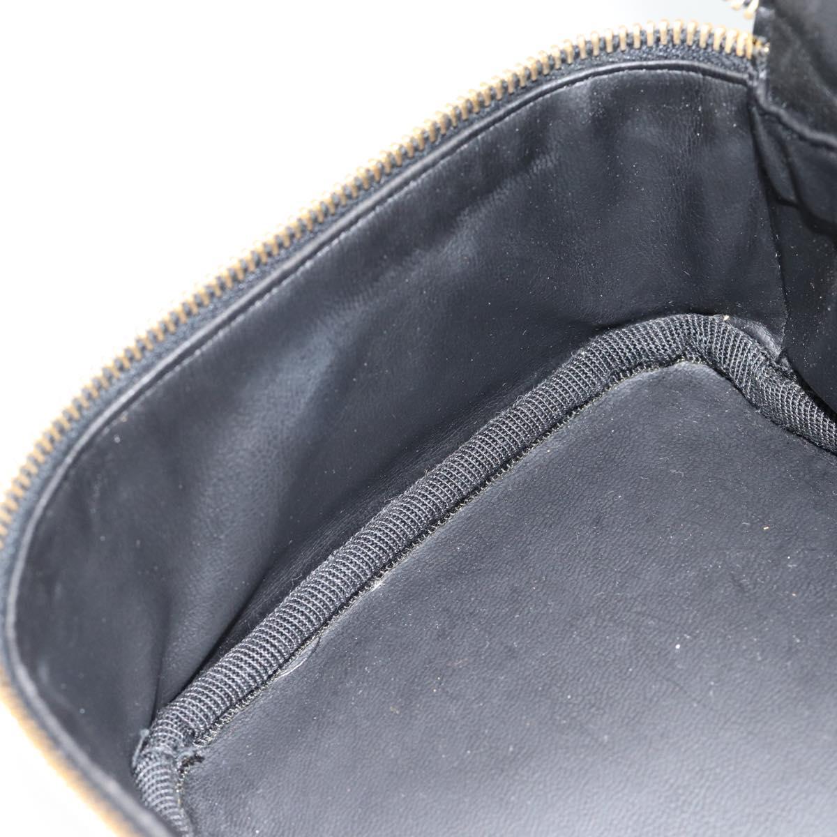 CHANEL COCO Mark Vanity Hand Bag Patent Leather Black Gold CC Auth 181704