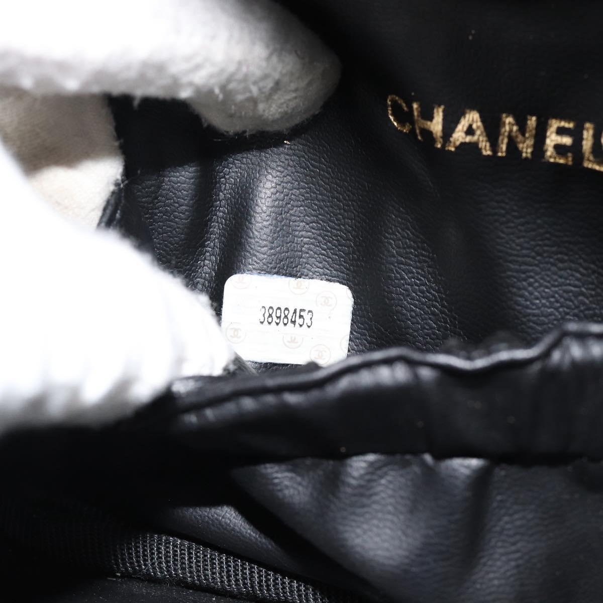 CHANEL COCO Mark Vanity Hand Bag Patent Leather Black Gold CC Auth 181704