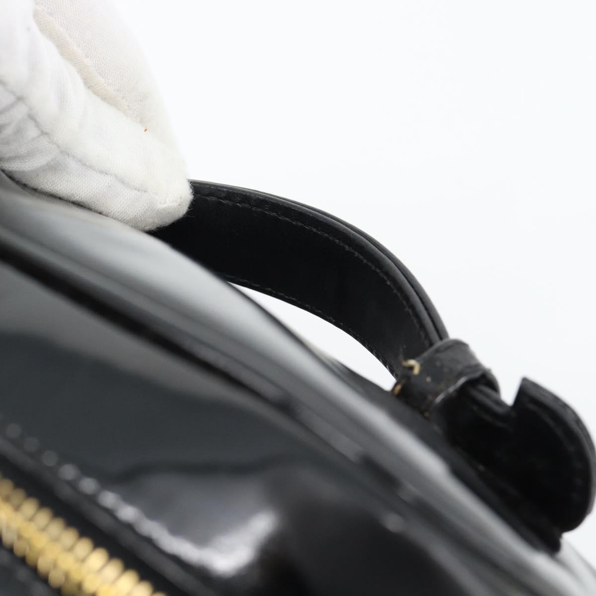 CHANEL COCO Mark Vanity Hand Bag Patent Leather Black Gold CC Auth 181704