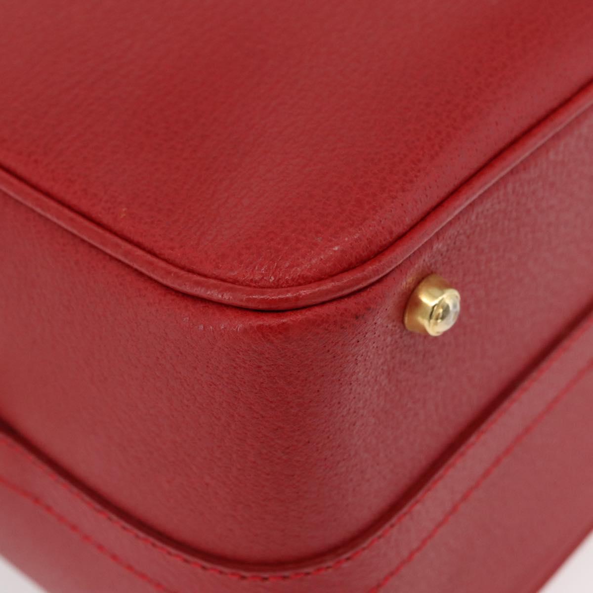 GUCCI Bamboo Vanity Hand Bag Leather 2way Red Gold 013 122 2491 Auth 181707A