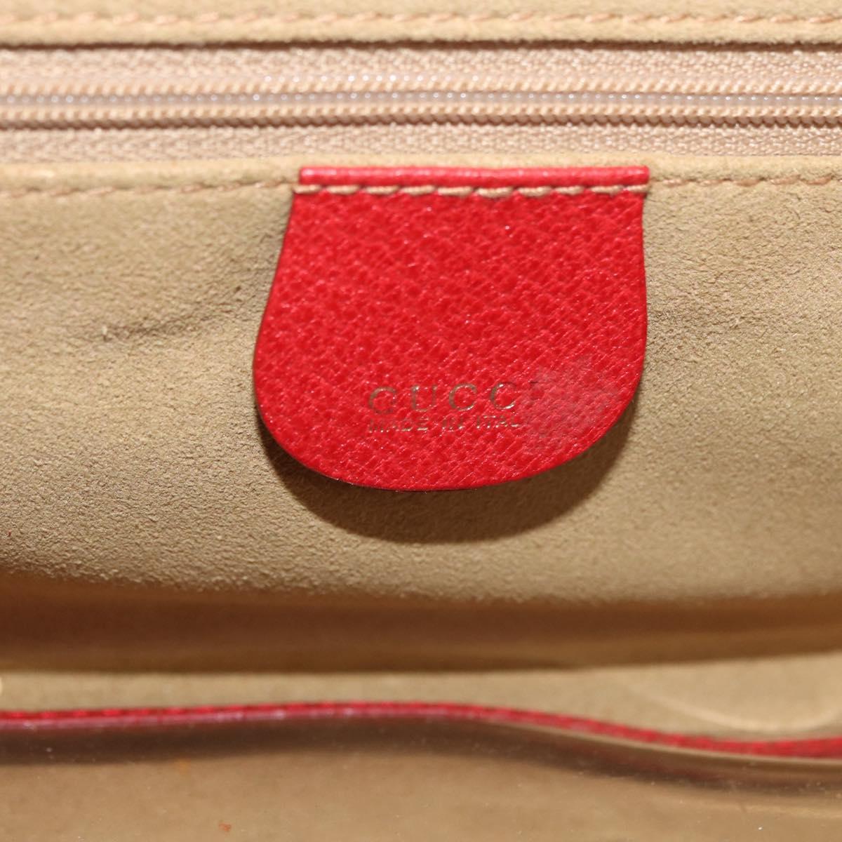 GUCCI Bamboo Vanity Hand Bag Leather 2way Red Gold 013 122 2491 Auth 181707A