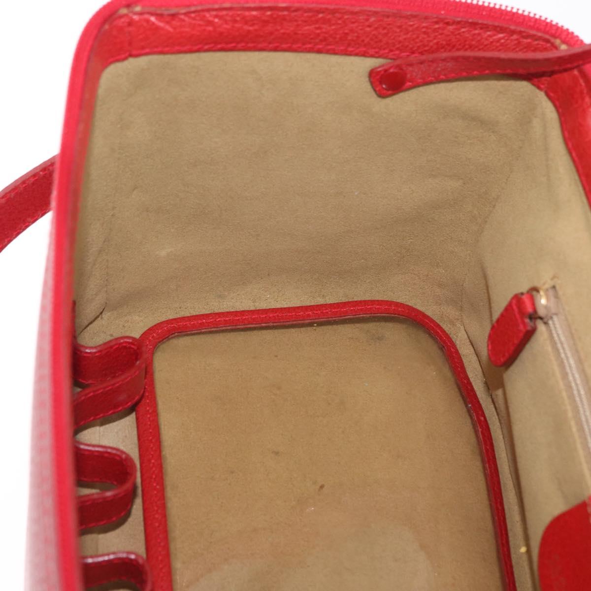 GUCCI Bamboo Vanity Hand Bag Leather 2way Red Gold 013 122 2491 Auth 181707A