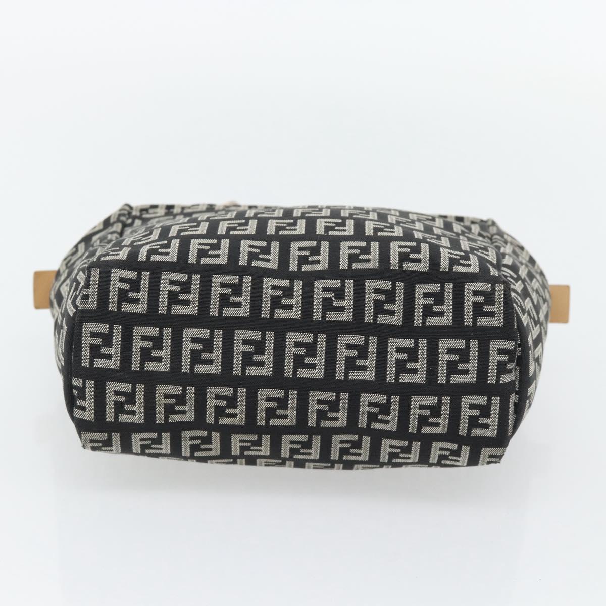 FENDI Zucchino Canvas Hand Bag Black Gold Auth 181708