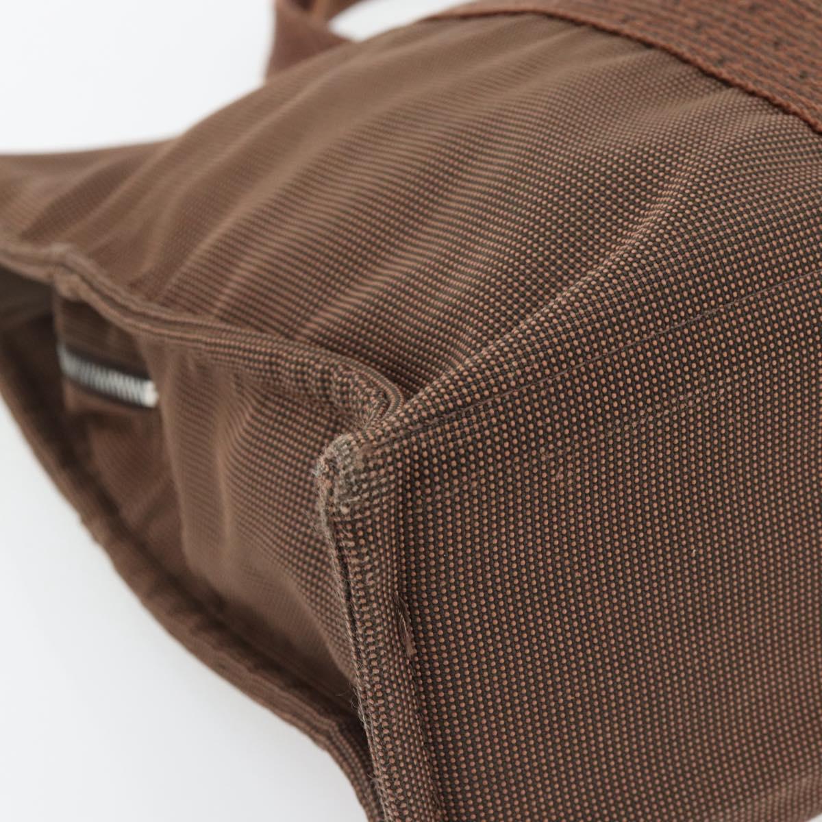 HERMES Fourre Tout MM Hand Bag Canvas Brown Silver Auth 181710
