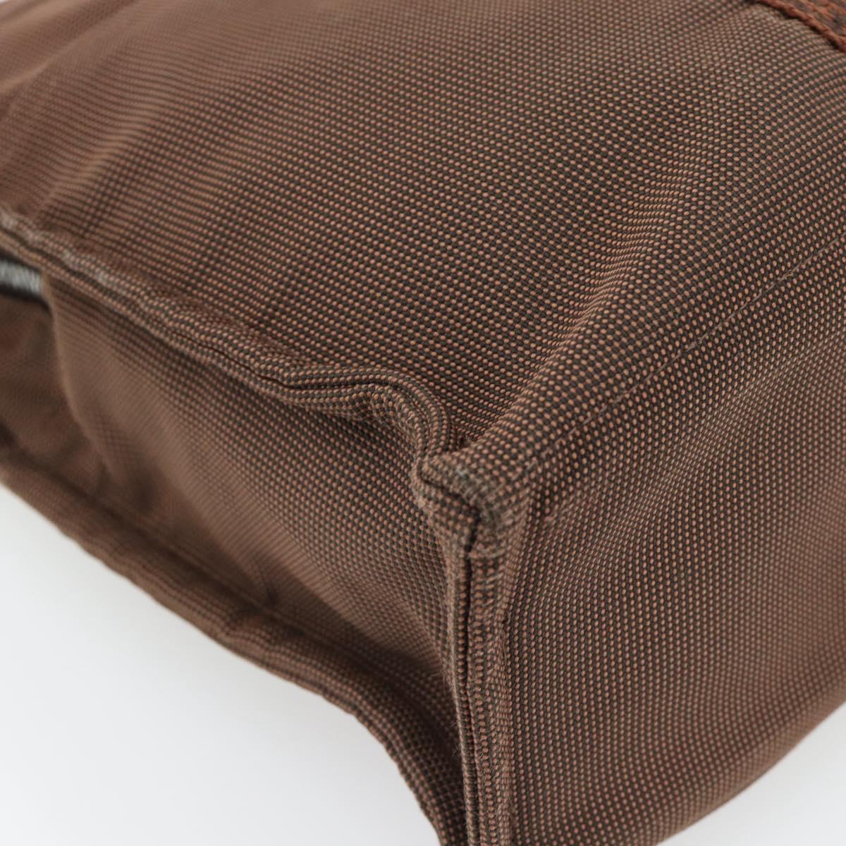 HERMES Fourre Tout MM Hand Bag Canvas Brown Silver Auth 181710