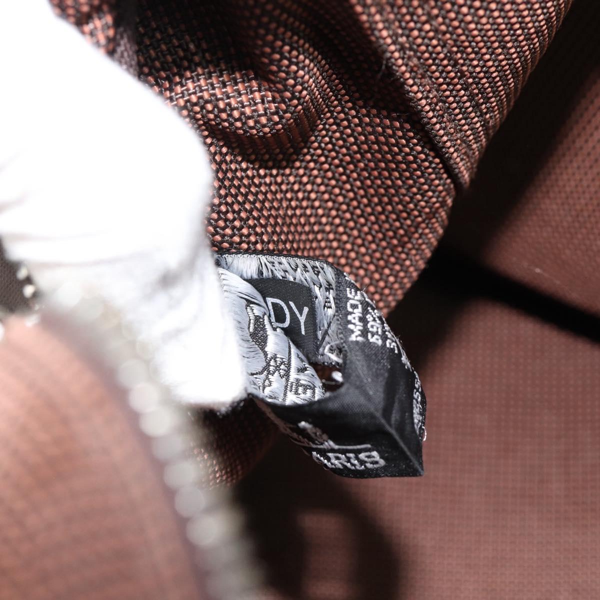 HERMES Fourre Tout MM Hand Bag Canvas Brown Silver Auth 181710