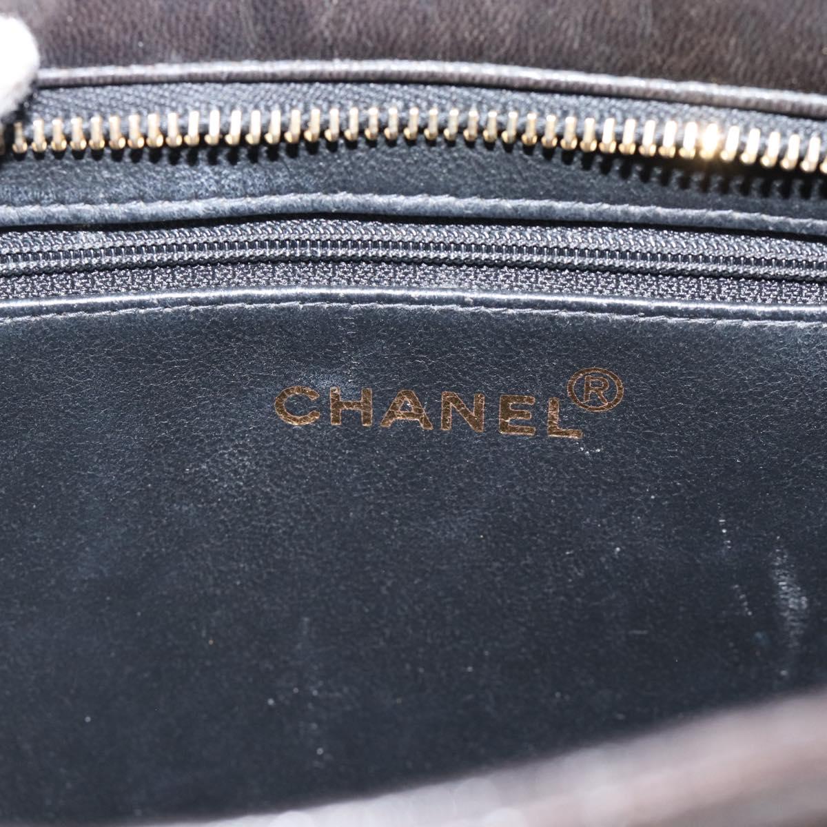 CHANEL Matelasse Reprint Tote Bag Lamb Skin Black Gold CC Auth 181711A