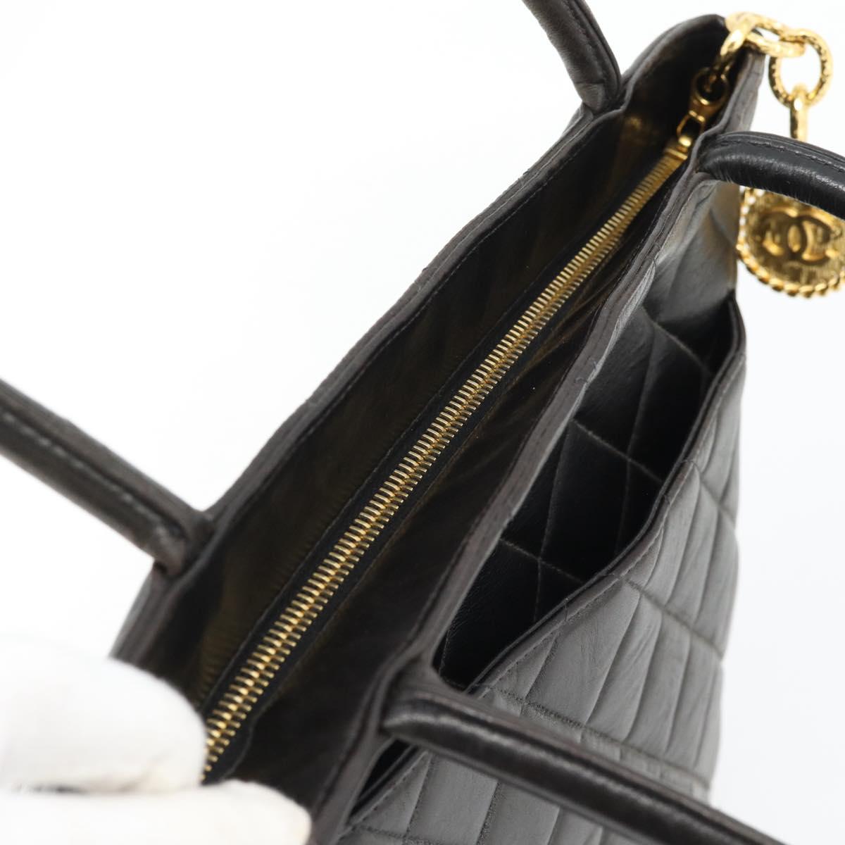 CHANEL Matelasse Reprint Tote Bag Lamb Skin Black Gold CC Auth 181711A