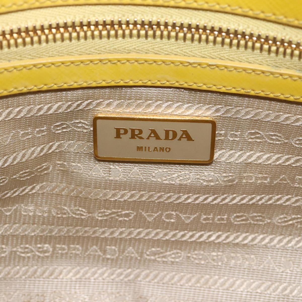 PRADA Galleria Hand Bag Patent Leather 2way Yellow Gold Auth 181712