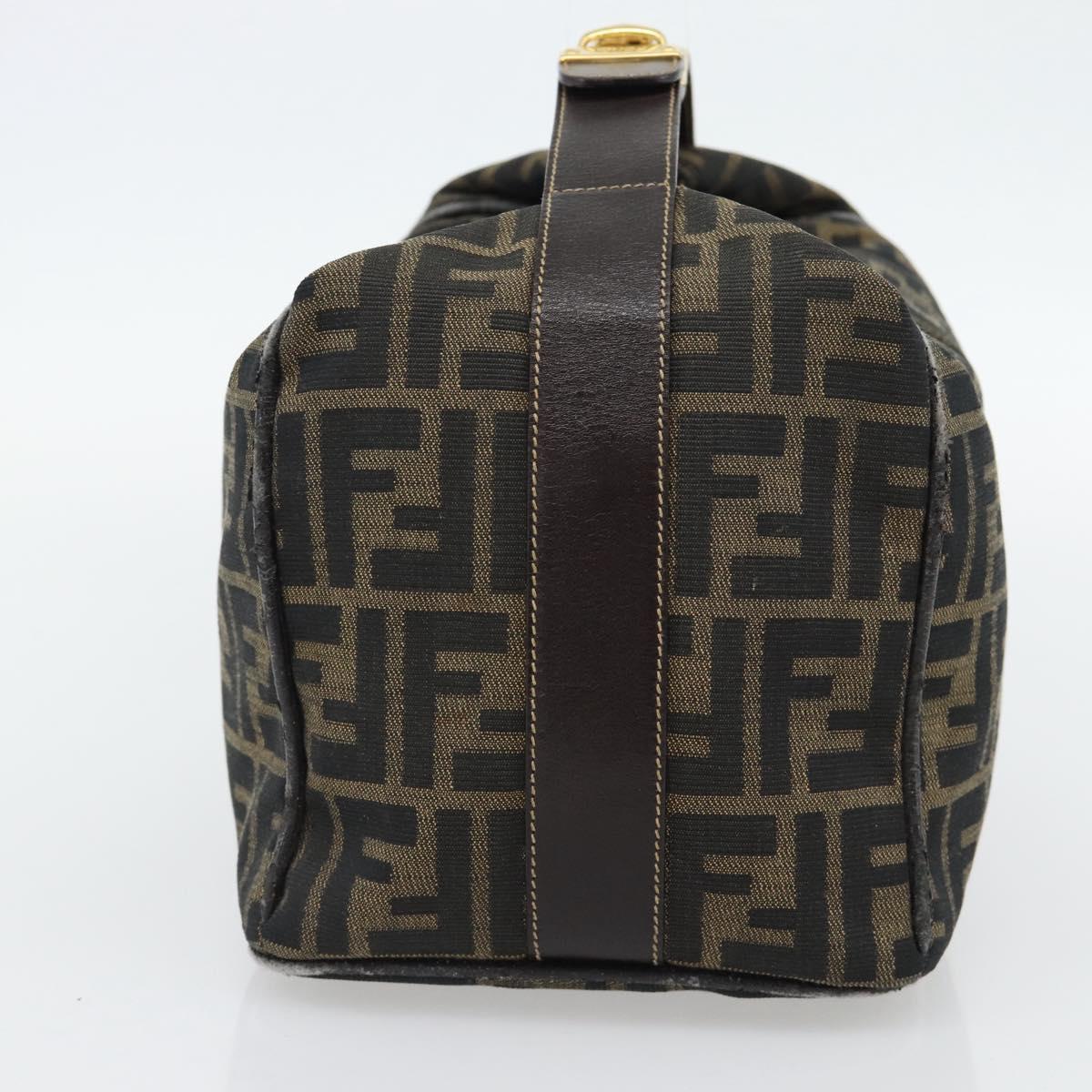 FENDI Zucca Canvas Vanity Hand Bag Black Brown Auth 181720