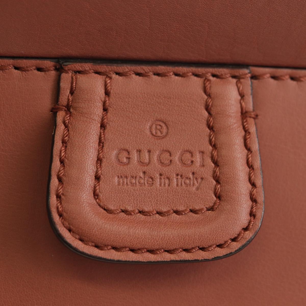 GUCCI Bamboo Hand Bag Leather 2way Pink Gold 308385 Auth 181722V