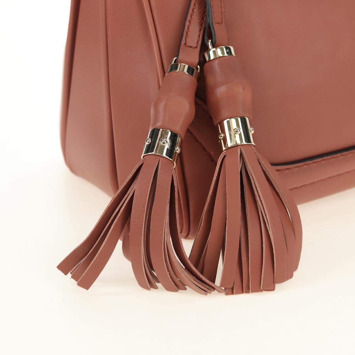 GUCCI Bamboo Hand Bag Leather 2way Pink Gold 308385 Auth 181722V