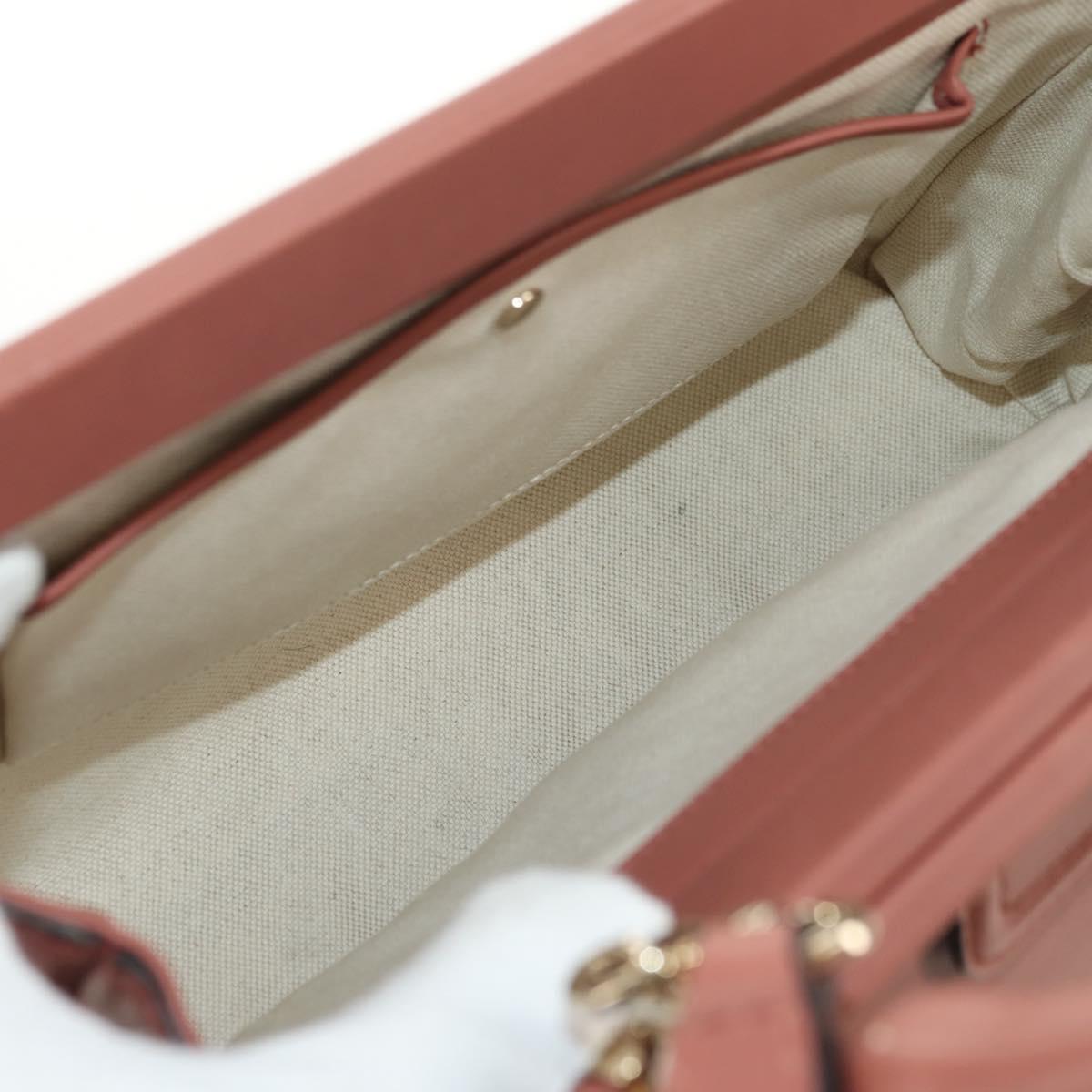 GUCCI Bamboo Hand Bag Leather 2way Pink Gold 308385 Auth 181722V