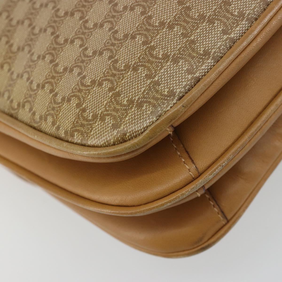 CELINE Macadam Canvas Shoulder Bag PVC Beige Gold Auth 181725