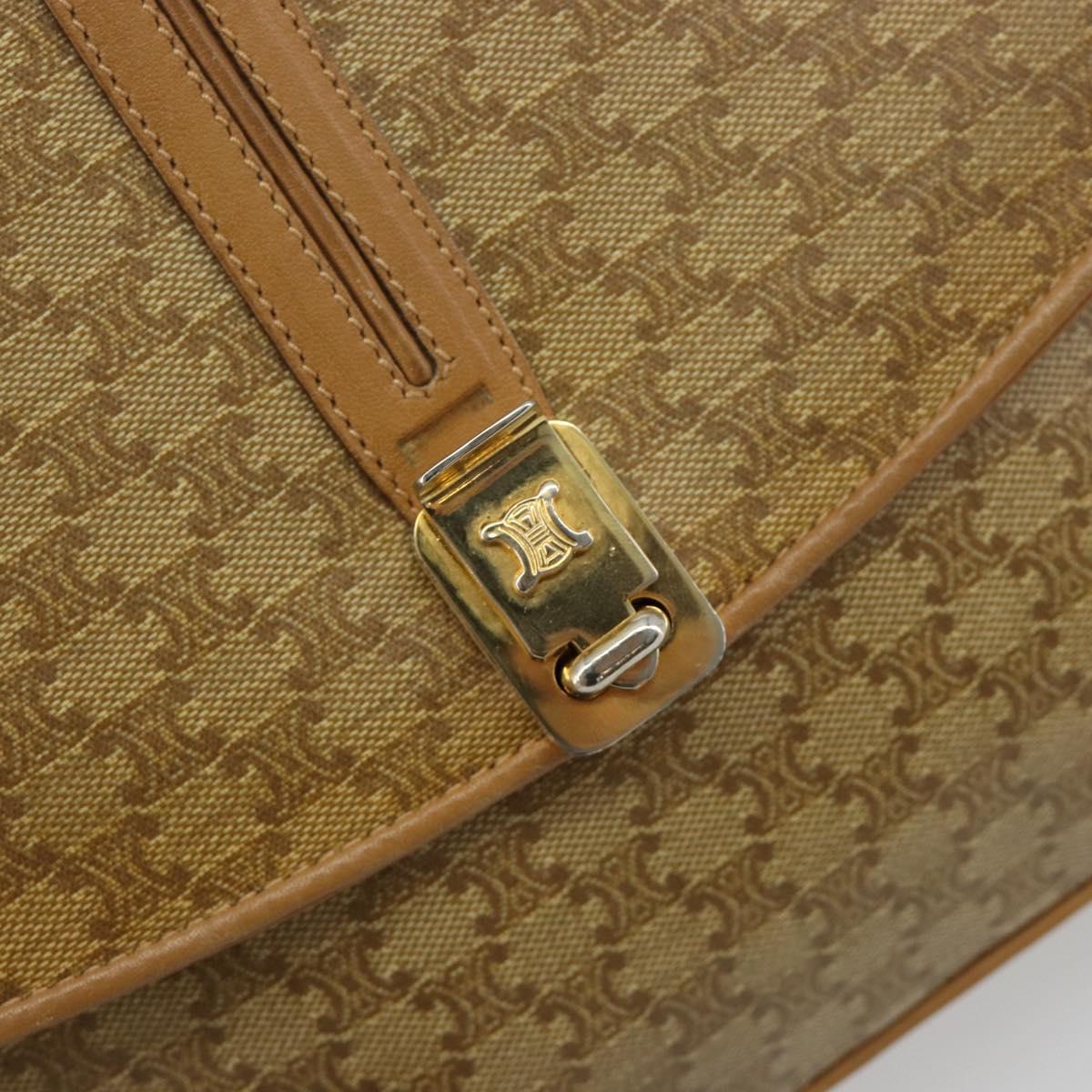 CELINE Macadam Canvas Shoulder Bag PVC Beige Gold Auth 181725