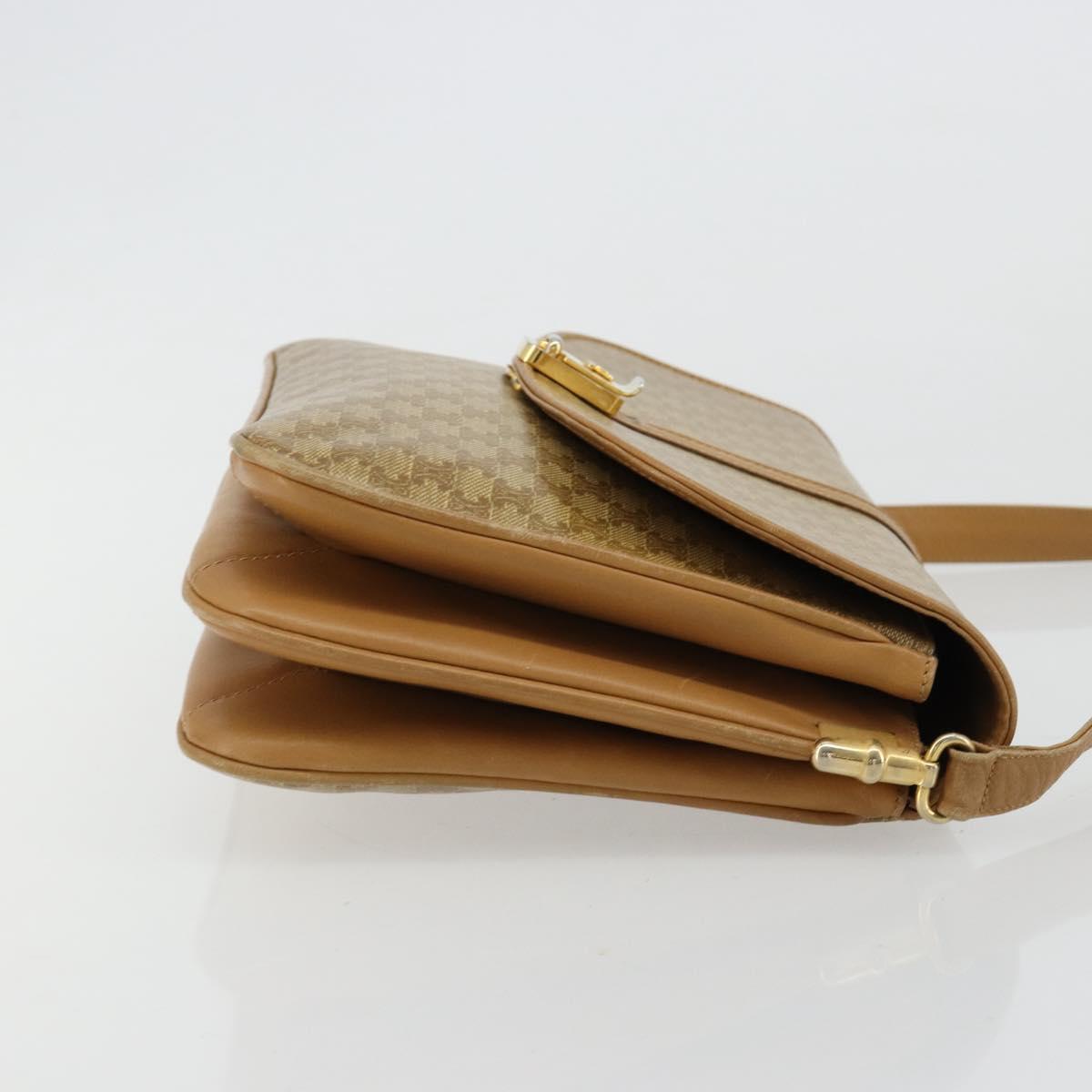 CELINE Macadam Canvas Shoulder Bag PVC Beige Gold Auth 181725