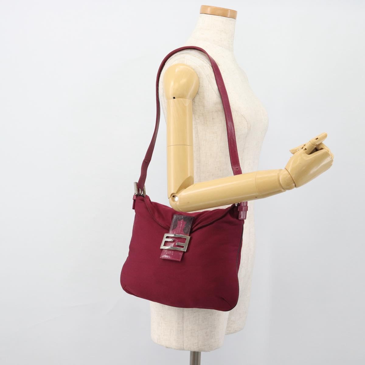 FENDI Mamma Baguette Shoulder Bag Jersey Purple Silver Auth 181726