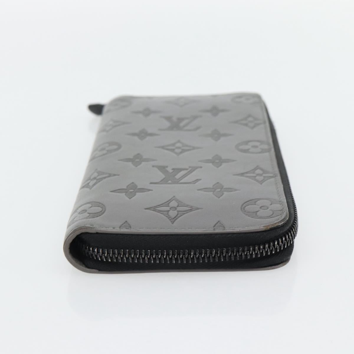 LOUIS VUITTON Monogram Shadow Zippy Wallet Vertical Gray M81384 LV Auth 181734A