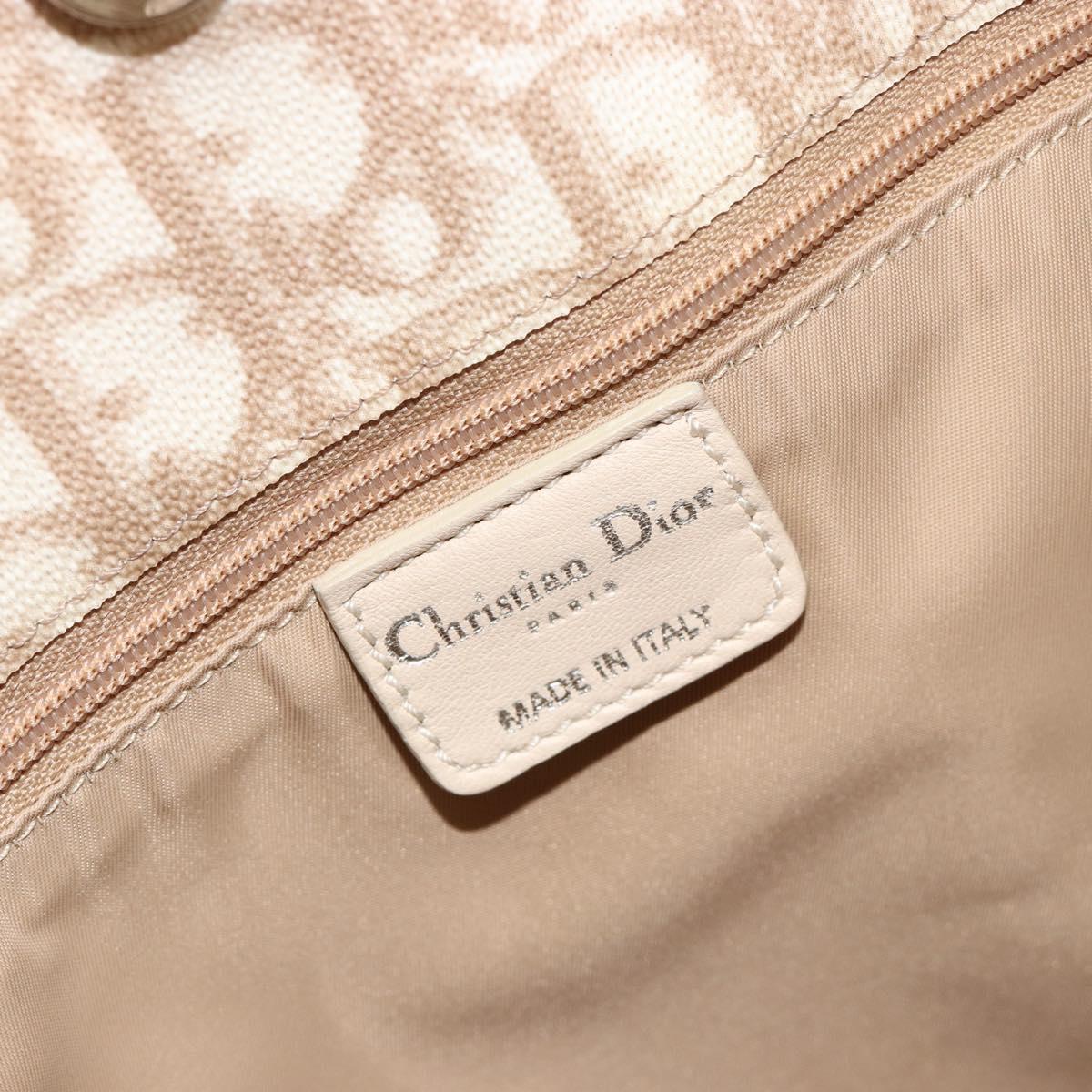 Christian Dior Trotter Canvas Chain Romantic Bag PVC Pink Silver Auth 181736