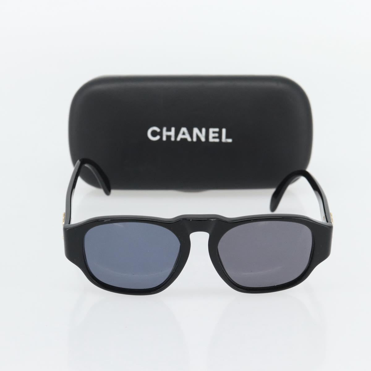CHANEL COCO Mark Sunglasses plastic Black CC Auth 181746