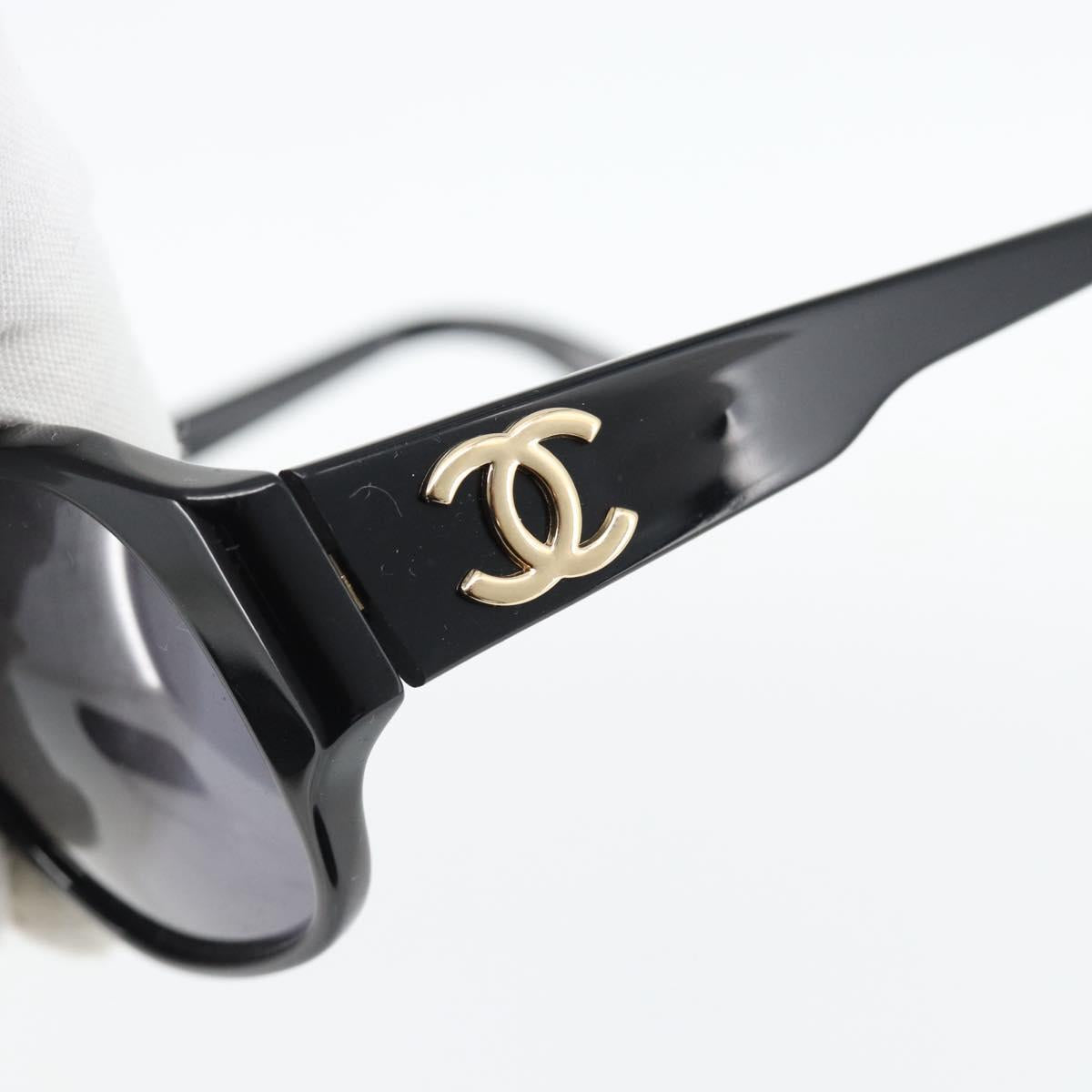CHANEL COCO Mark Sunglasses plastic Black CC Auth 181746