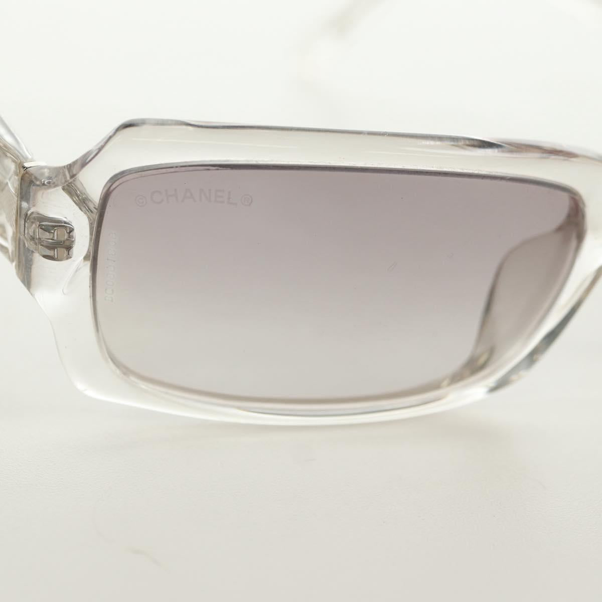 CHANEL COCO Mark Sunglasses plastic Clear CC Auth 181748M