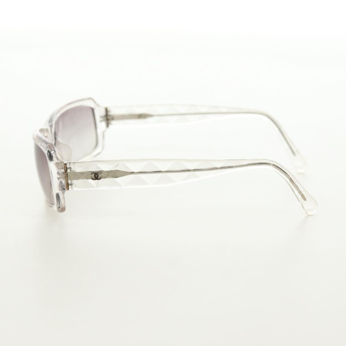 CHANEL COCO Mark Sunglasses plastic Clear CC Auth 181748M