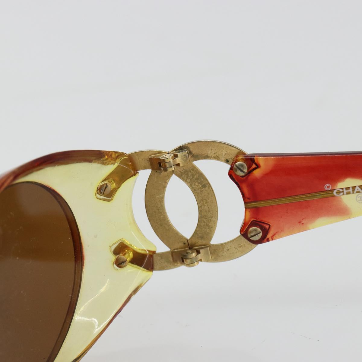 CHANEL COCO Mark Sunglasses plastic Orange CC Auth 181749
