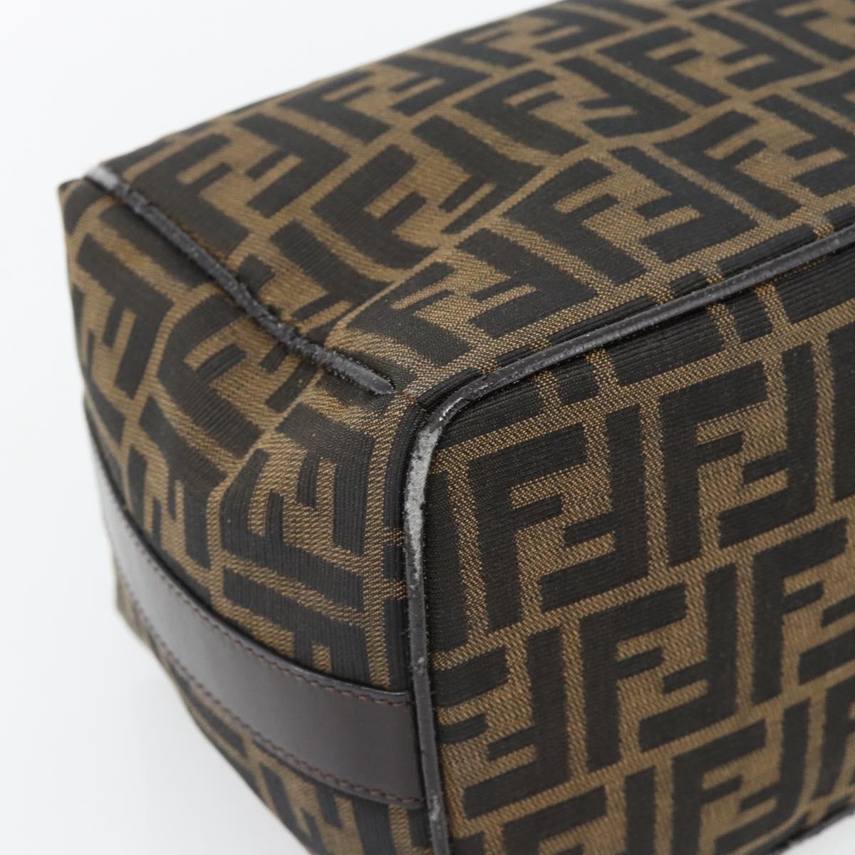 FENDI Zucca Canvas Vanity Hand Bag Black Brown Auth 181755