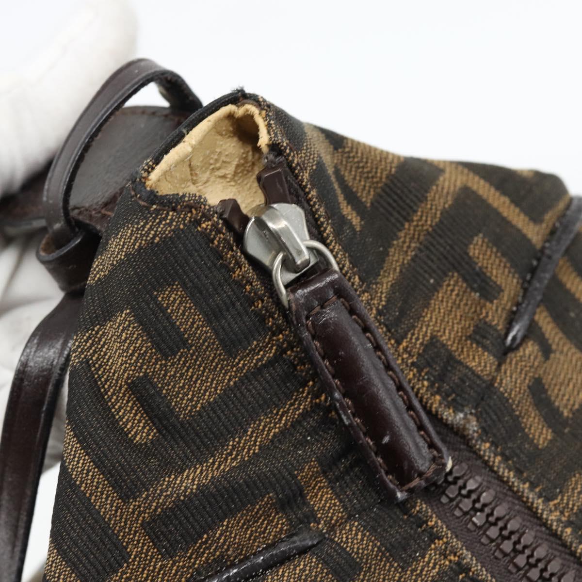 FENDI Zucca Canvas Vanity Hand Bag Black Brown Auth 181755