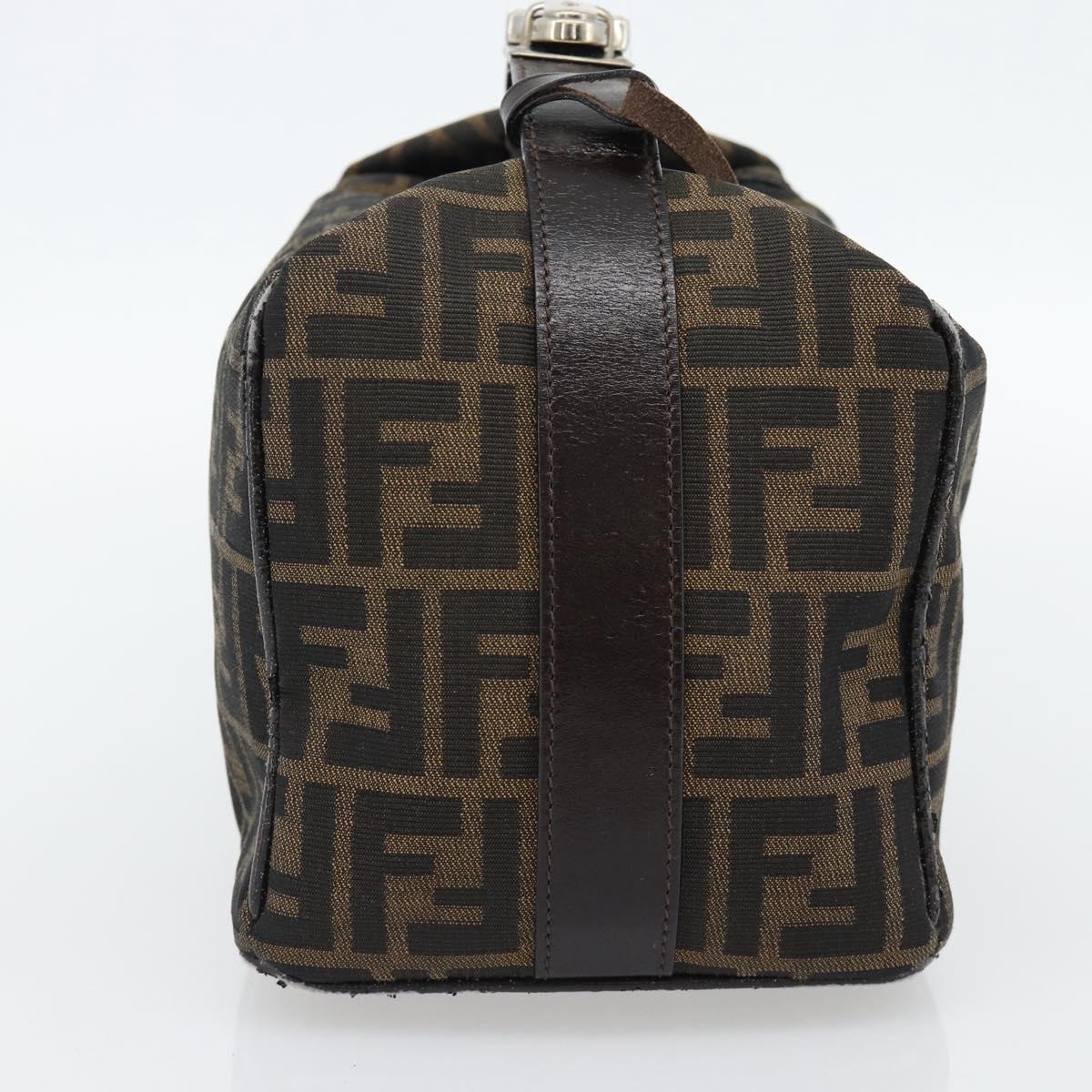 FENDI Zucca Canvas Vanity Hand Bag Black Brown Auth 181755